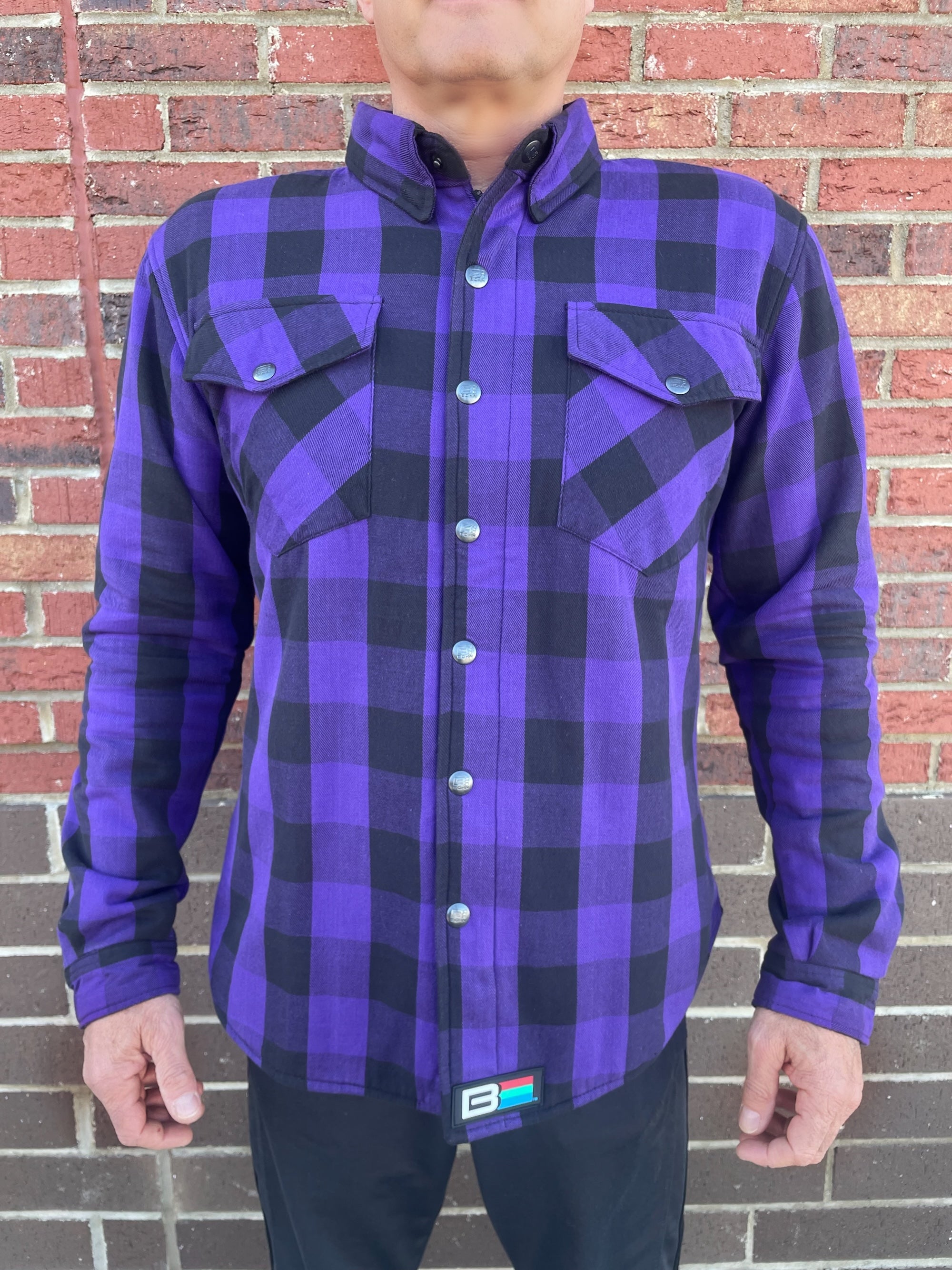 Kevlar Flannel Riding Shirt – Purple + Black Plaid