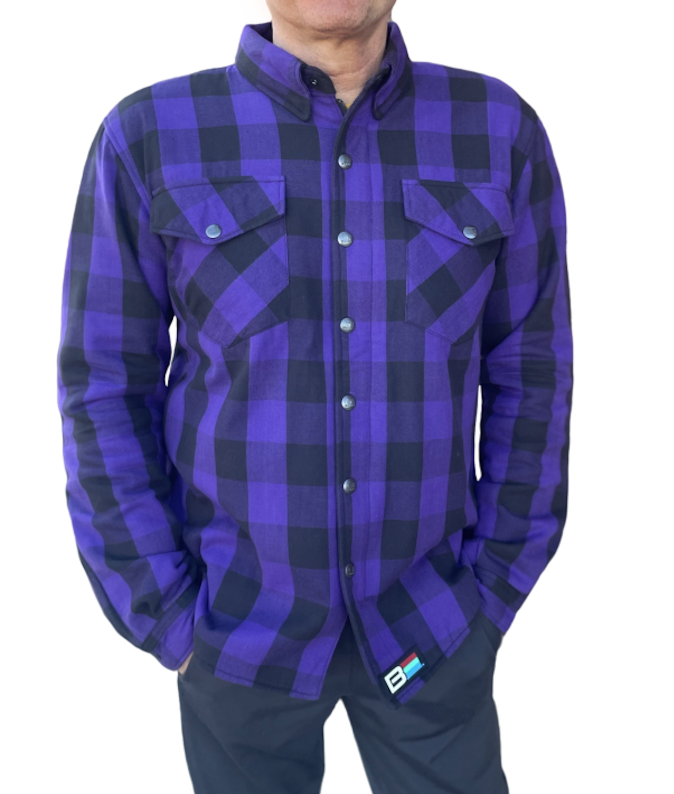 Kevlar Flannel Riding Shirt – Purple + Black Plaid