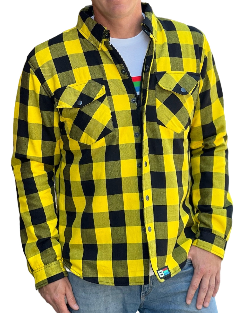 Kevlar Flannel Riding Shirt – Yellow + Black Plaid