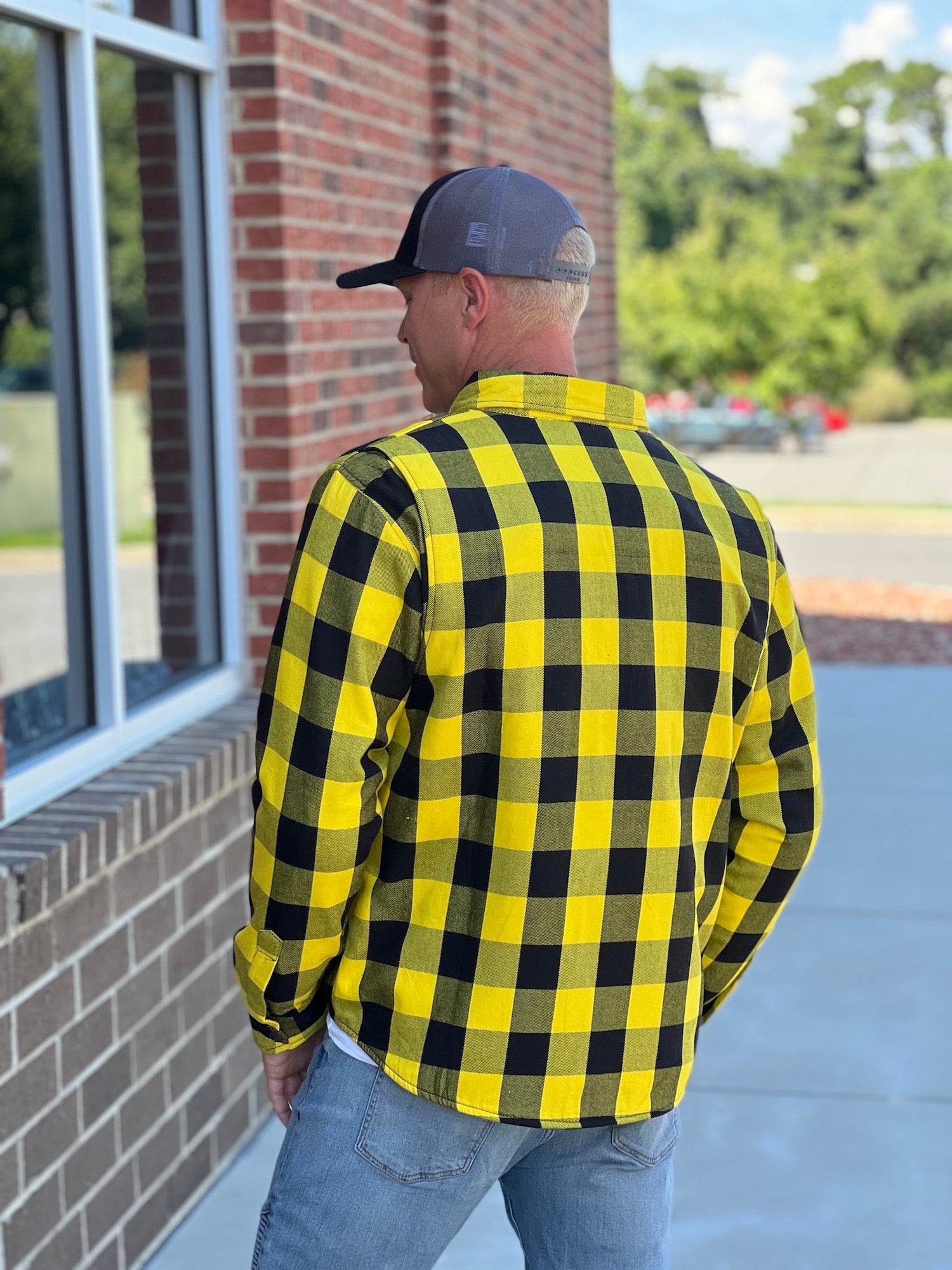 Kevlar Flannel Riding Shirt – Yellow + Black Plaid