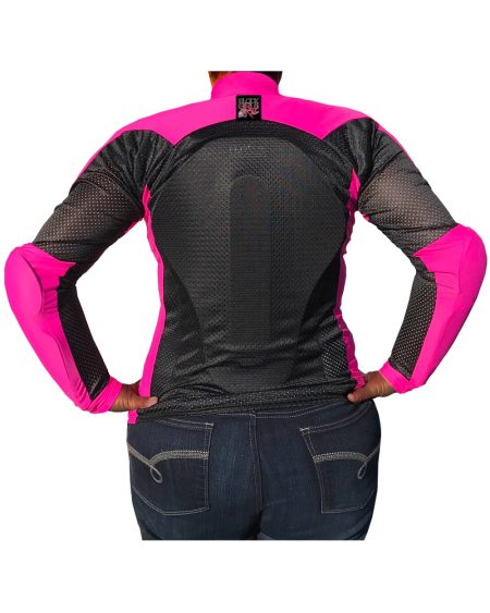 Black Girls Ride patch on the back of All-Season Airtex Armored Shirt