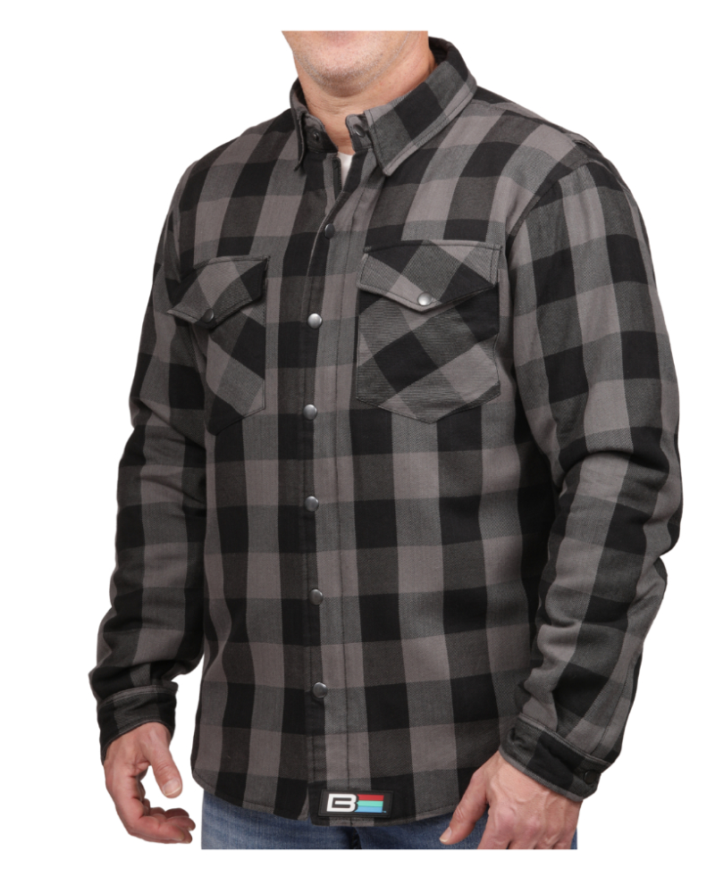 WCL Kevlar Lined Performance Motorcycle Riding Long Sleeve Flannel Shirt  W/T CE Level 1 armor - Blue