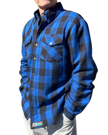 Blue Armored Motorcycle Flannel Folded - front4